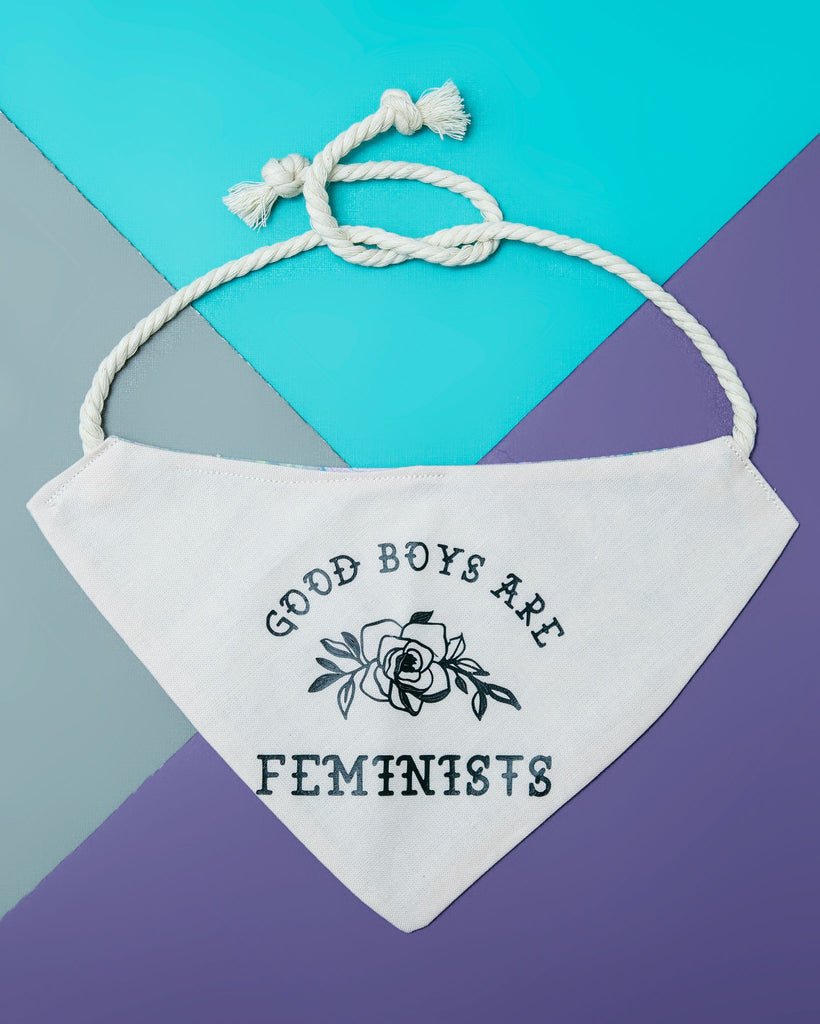 Good Boys Are Feminists Dog Bandana (Made in the USA) Wear DINGUS DESIGNS CO   