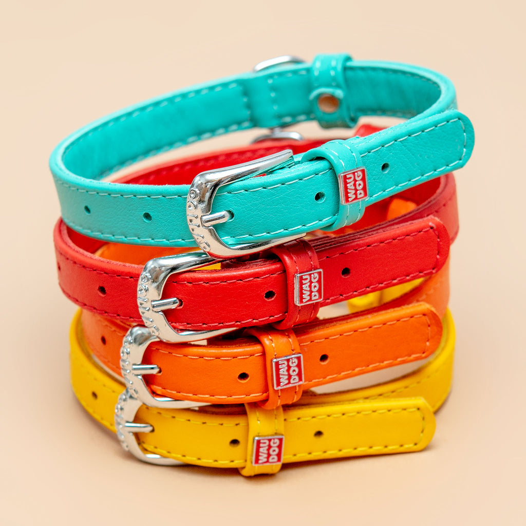 Really Red Leather Dog Collar << FINAL SALE >> WALK WAU DOG   