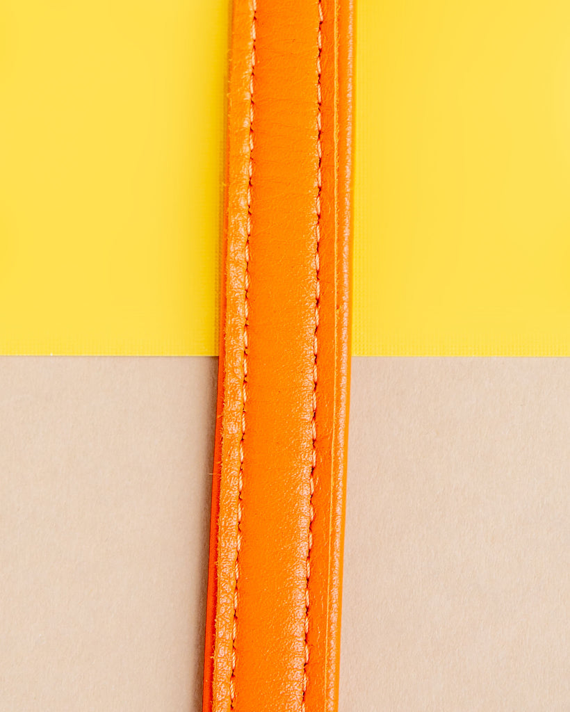 Tangerine Orange Leather Dog Leash << FINAL SALE >> WALK WAU DOG   