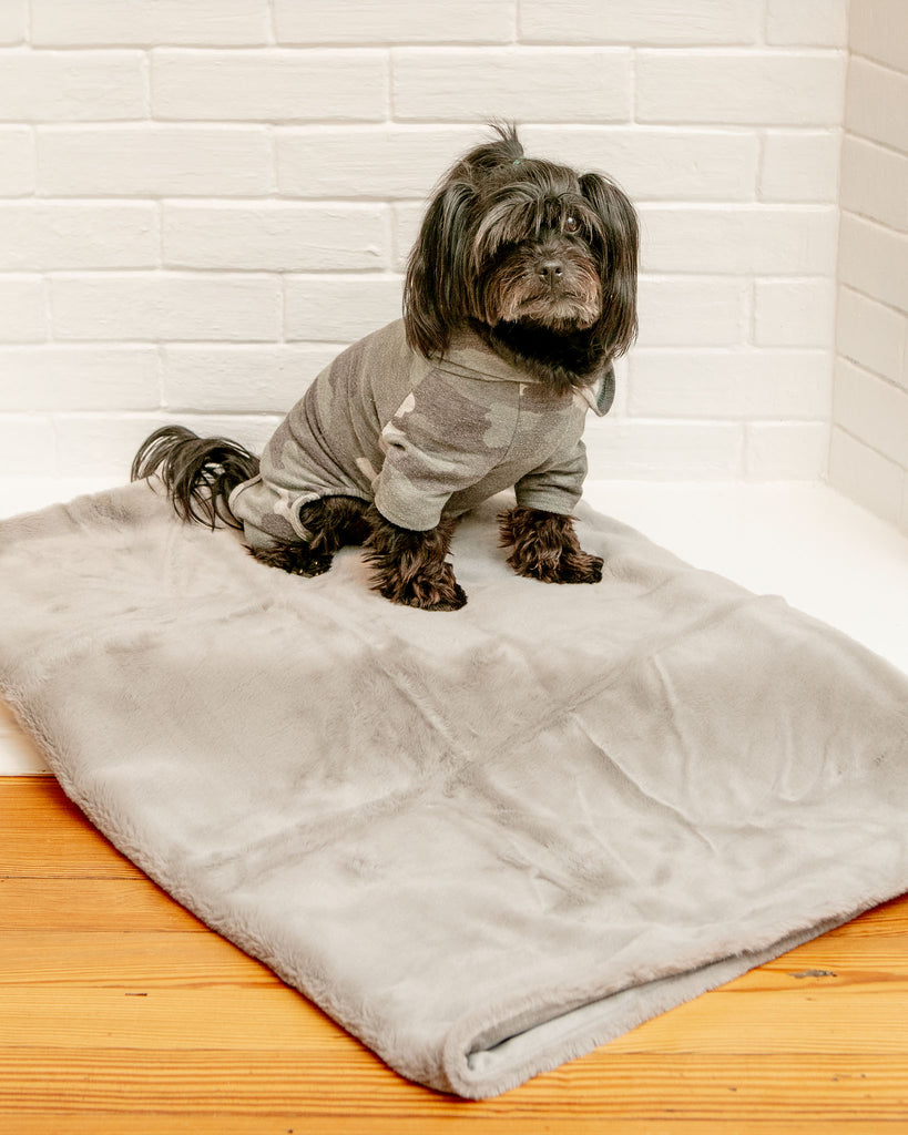 Luxe Grey Faux Fur Dog Blanket (Made in the USA) << FINAL SALE >> HOME TADPOLES   