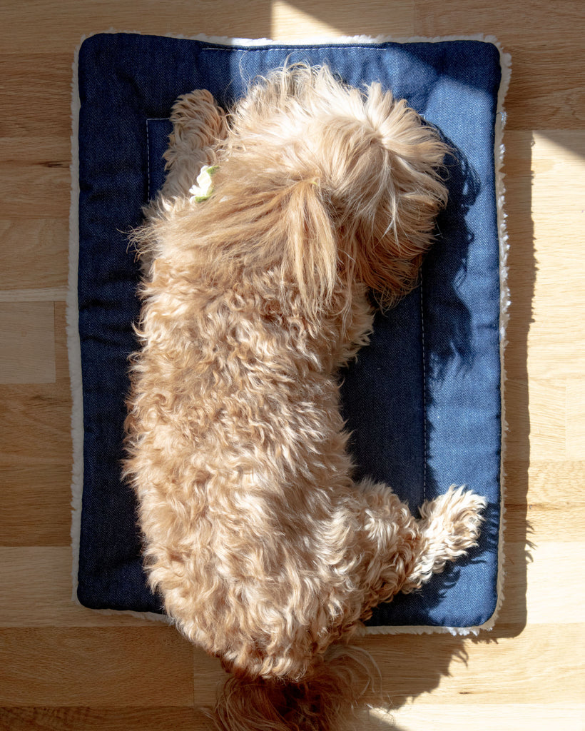 Blue Denim & Shearling Pet Napping Mat (Made in the USA) HOME MUTTS & MITTENS   