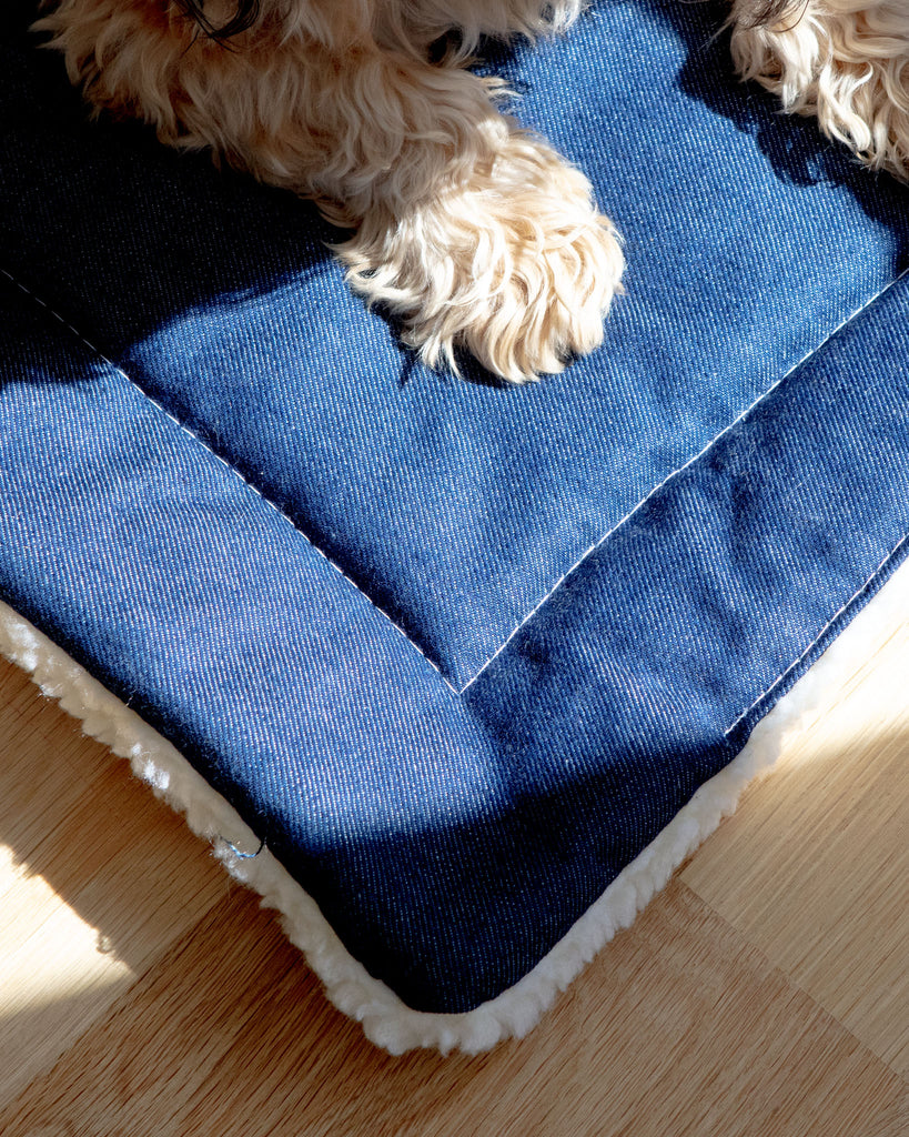 Blue Denim & Shearling Pet Napping Mat (Made in the USA) HOME MUTTS & MITTENS   