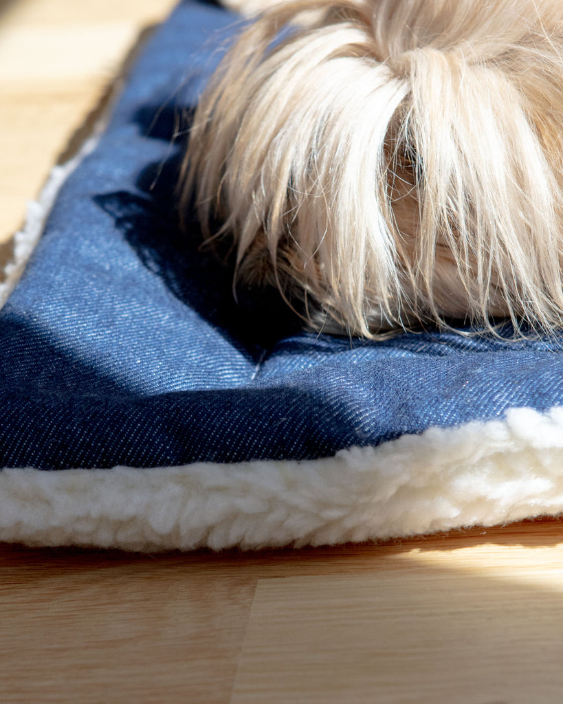 Blue Denim & Shearling Pet Napping Mat (Made in the USA) HOME MUTTS & MITTENS   