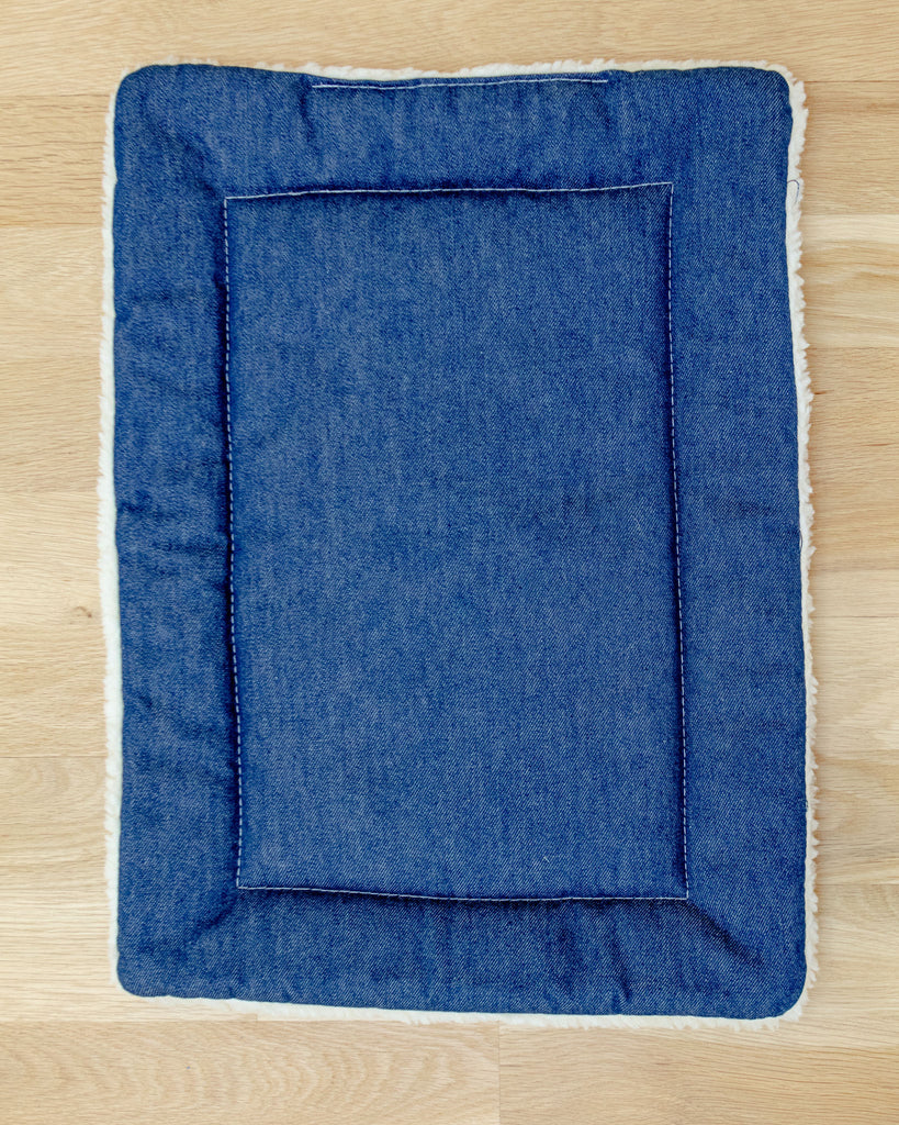 Blue Denim & Shearling Pet Napping Mat (Made in the USA) HOME MUTTS & MITTENS   
