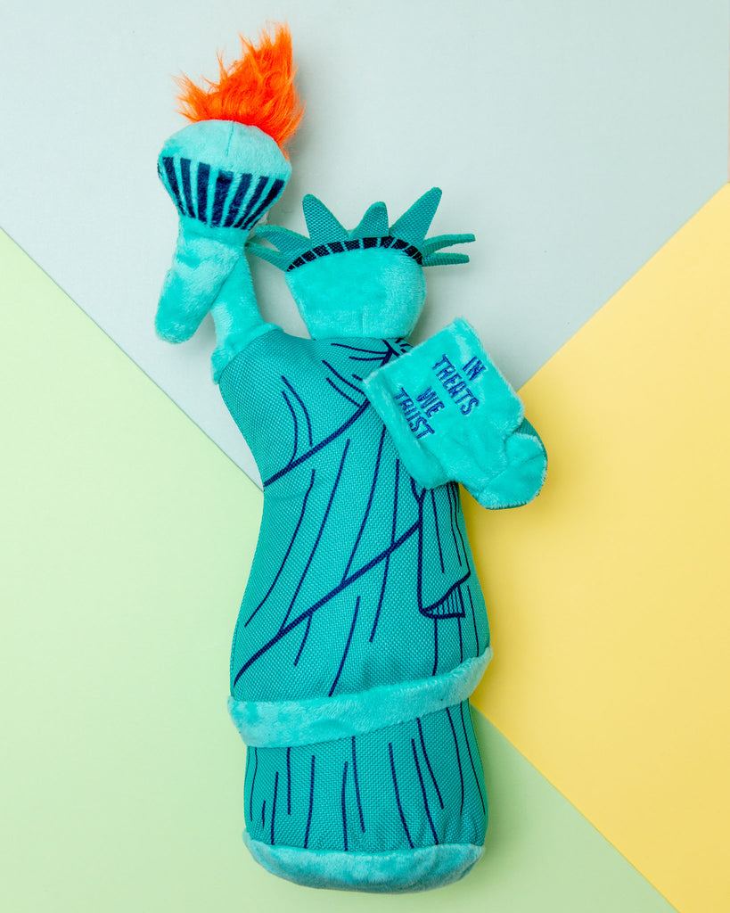 Statue of Liberty Squeaky Plush Dog Toy Play P.L.A.Y.   