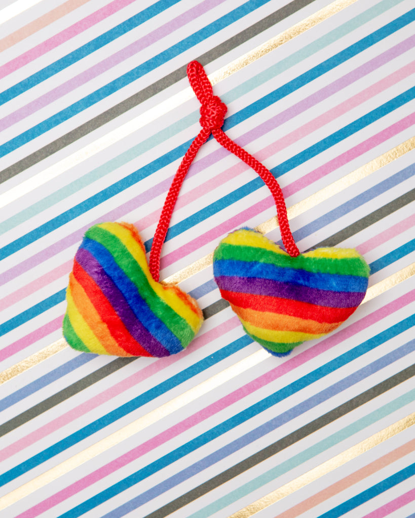 Pride Heart Strings Crinkle Plush Cat Toy w/ Catnip Play Huxley & Kent   