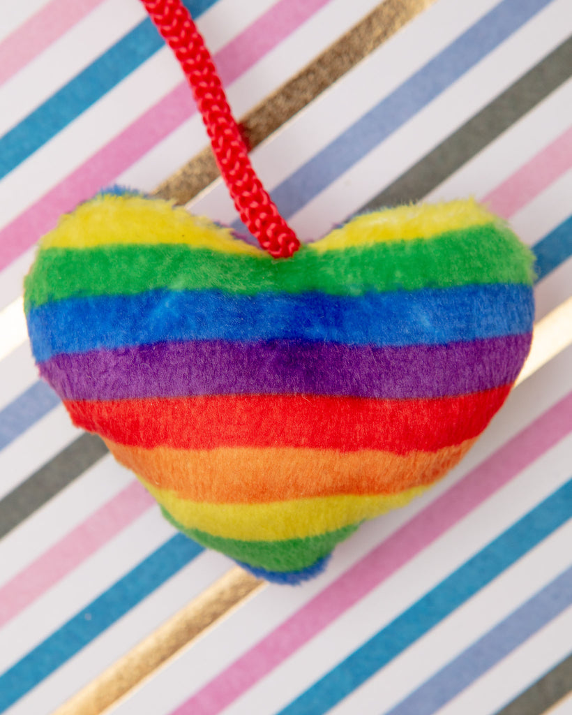 Pride Heart Strings Crinkle Plush Cat Toy w/ Catnip Play Huxley & Kent   