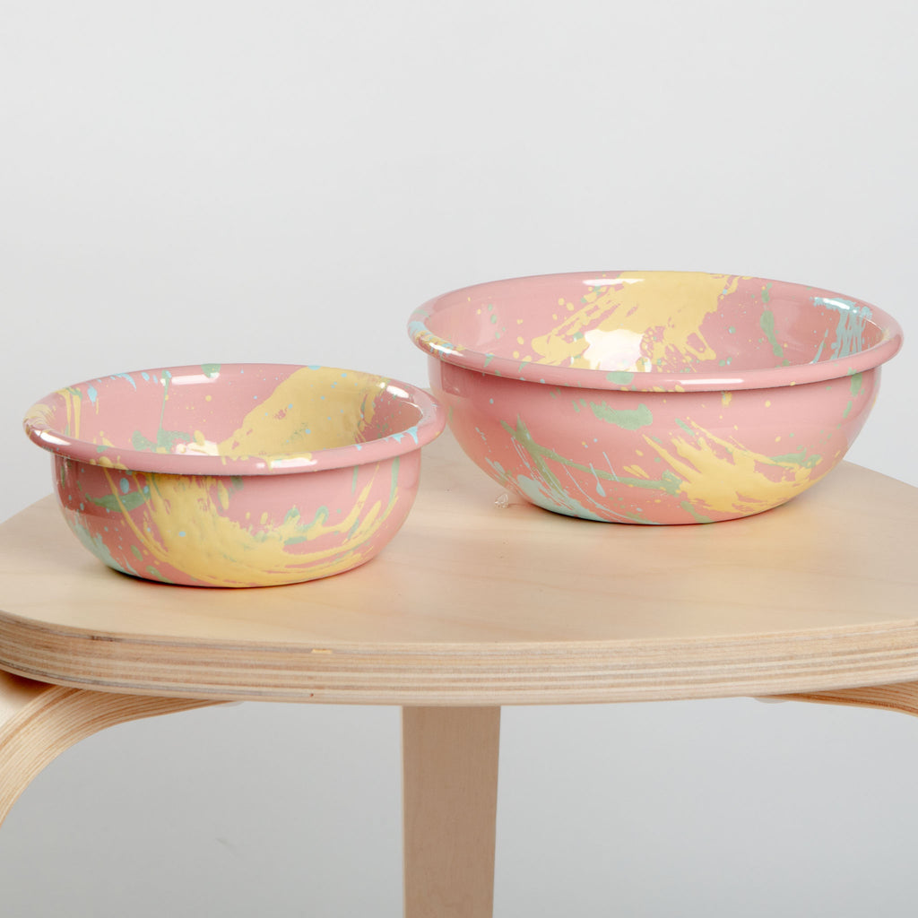 Enamel Dog Bowl in Pink Splatter (FINAL SALE) Eat OLIVE & LOOM   