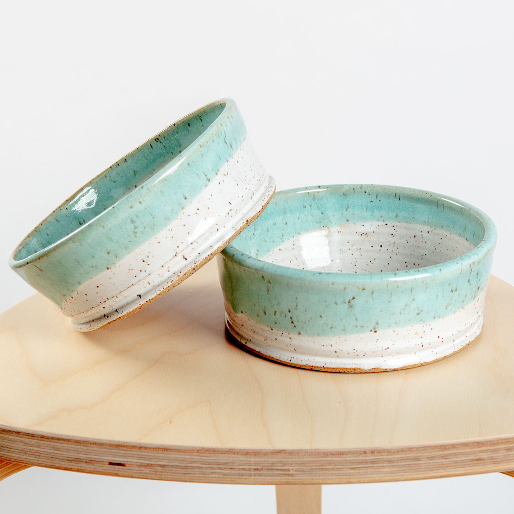 Ceramic Jade Dog Bowl (Made in the USA) dog bowl BARI MOSS CERAMICS   