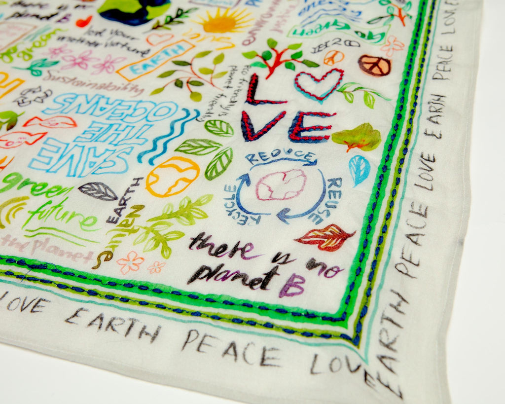 Peace, Love, Earth Embroidered Dog Bandana Accessories VISMAYA   