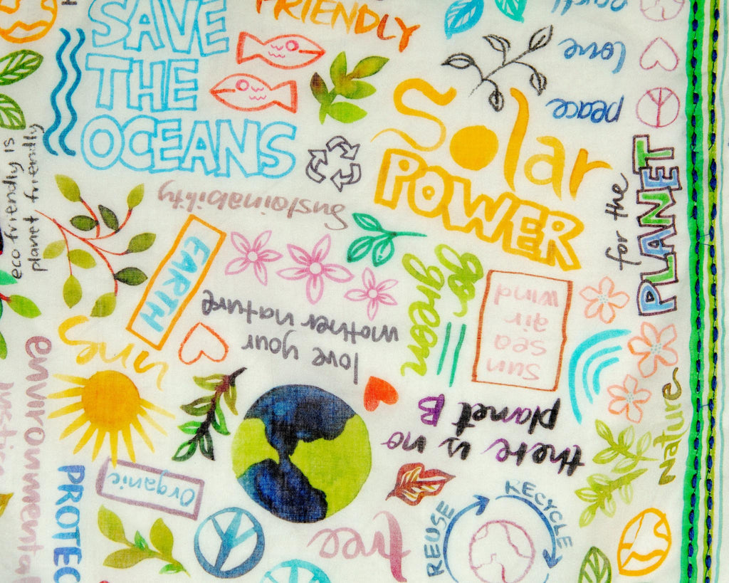 Peace, Love, Earth Embroidered Dog Bandana Accessories VISMAYA   