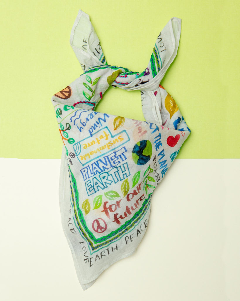 Peace, Love, Earth Embroidered Dog Bandana Accessories VISMAYA   