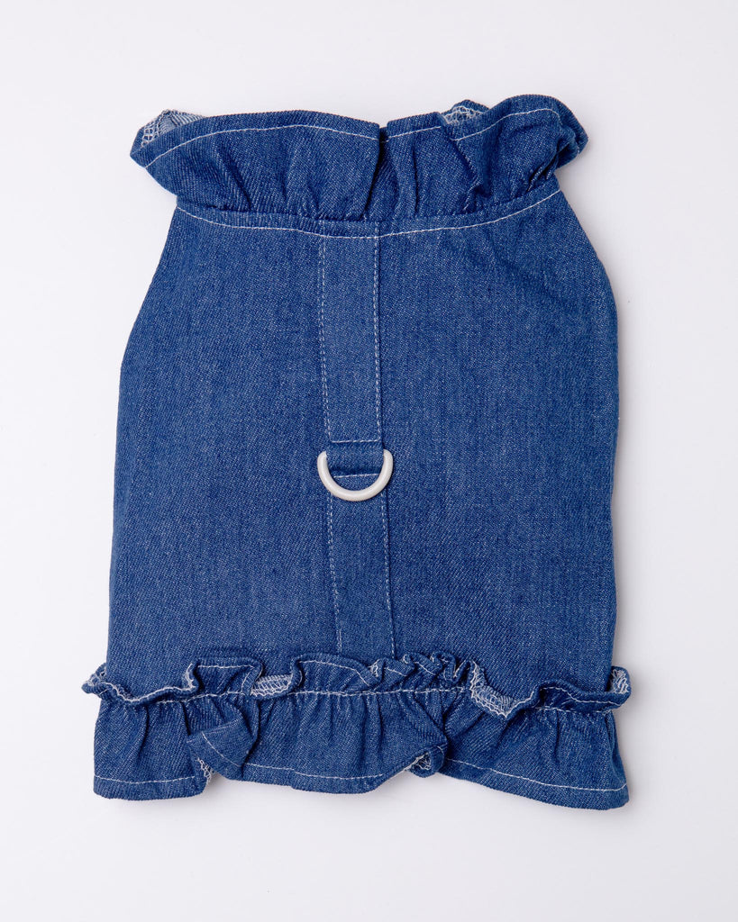 Darling Denim Ruffle Harness Top (CLEARANCE) Dog Apparel BARKWELL   