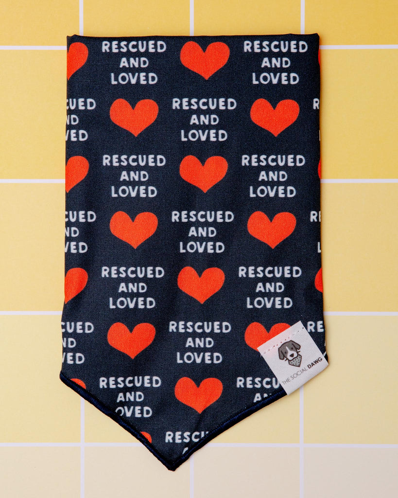 Rescued & Loved Dog Bandana (Made in the USA) (CLEARANCE) Wear THE SOCIAL DAWG   