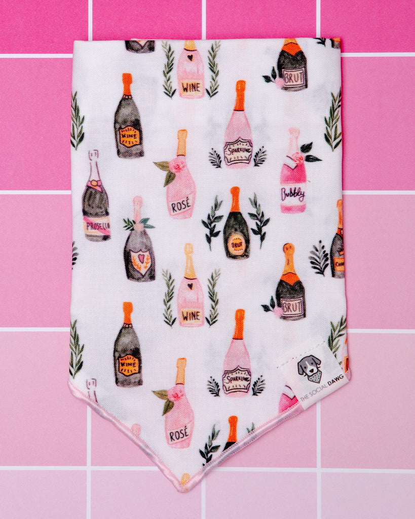 Champagne Bubbly Dog Bandana<br>(Made in the USA) Wear THE SOCIAL DAWG   