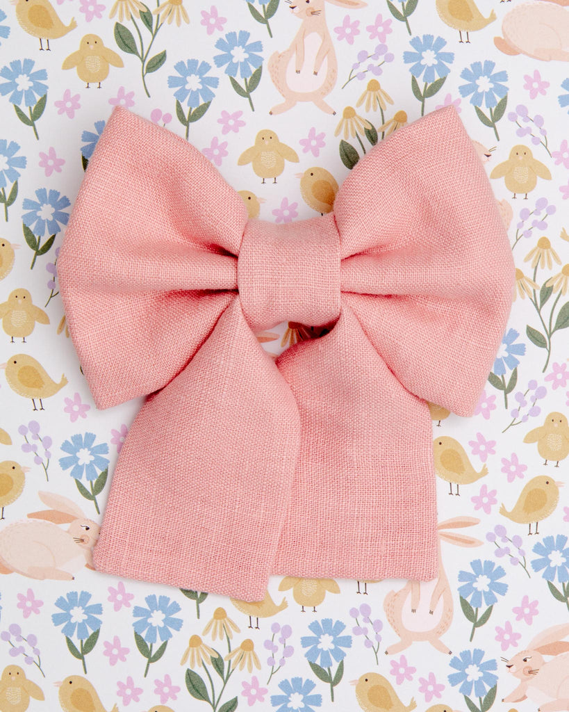 Peach Pink Linen Dog Sailor Bow Tie<br>Made in the USA) Wear SUNNY TAILS   