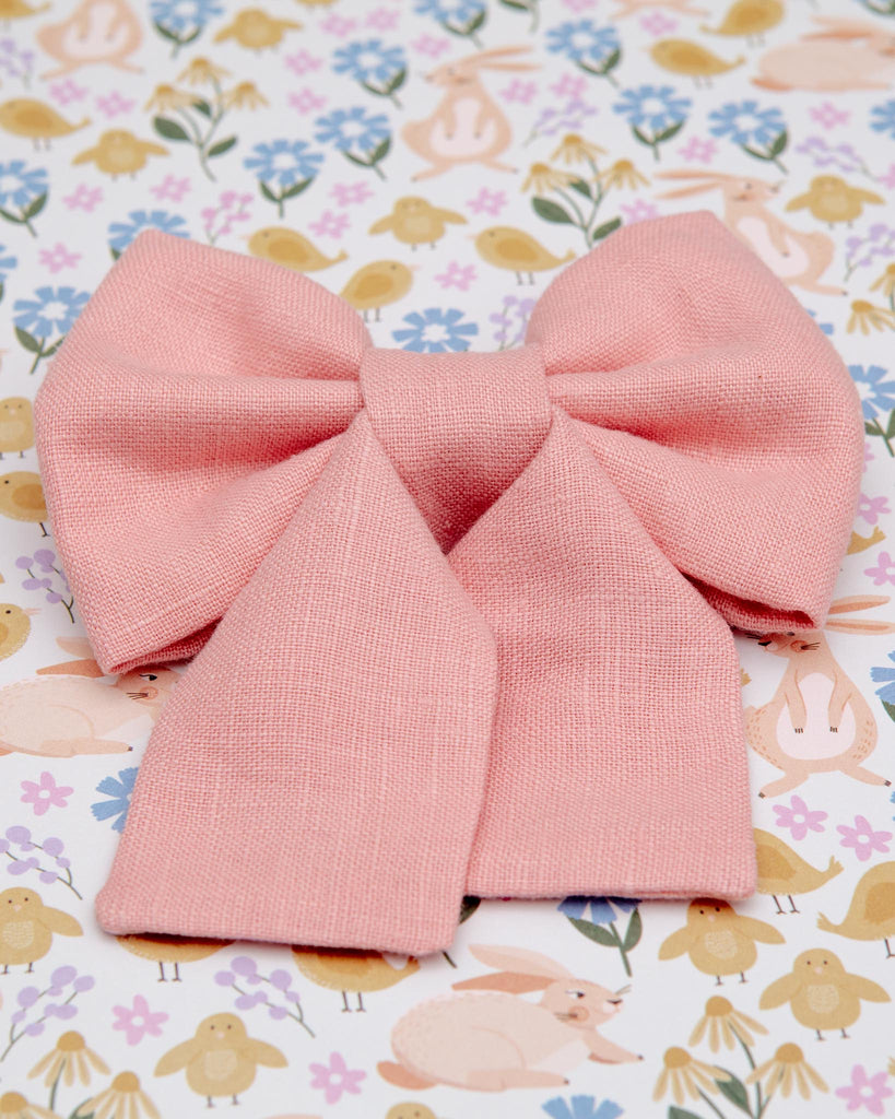 Peach Pink Linen Dog Sailor Bow Tie<br>Made in the USA) Wear SUNNY TAILS   