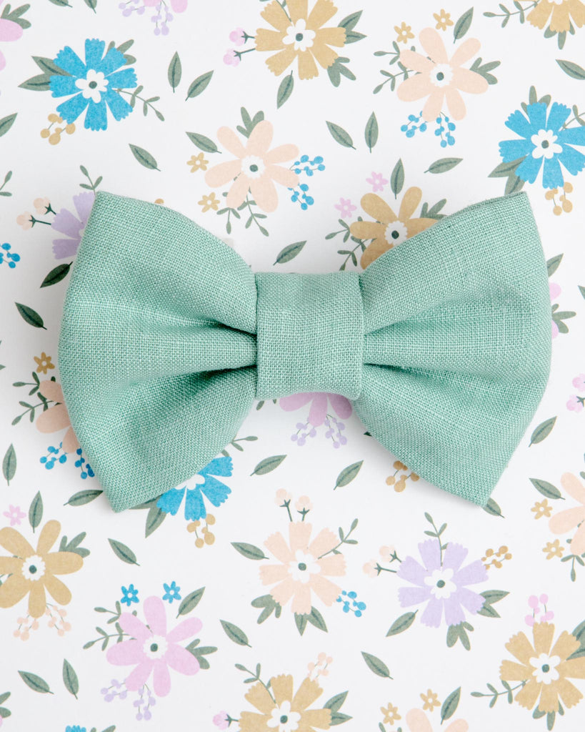 Matcha Sage Linen Dog Bow Tie<br>(Made in the USA) Wear SUNNY TAILS   