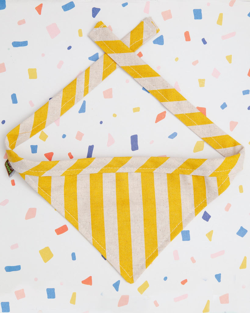 Stripe Canvas Dog Bandana in Yellow (Made in the USA) (FINAL SALE) Wear MIMI GREEN   