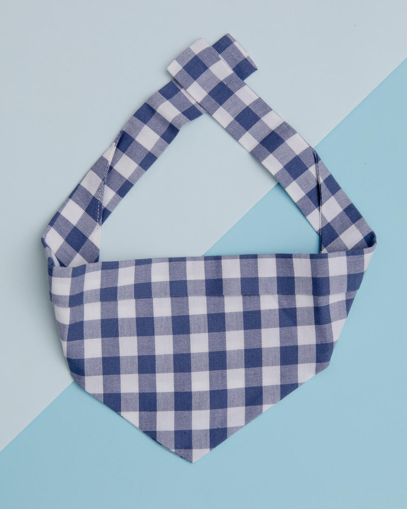 Spring Dog Bandana in Blueberry Gingham<br>(Made in the USA) (FINAL SALE) Wear MODERN BEAST   