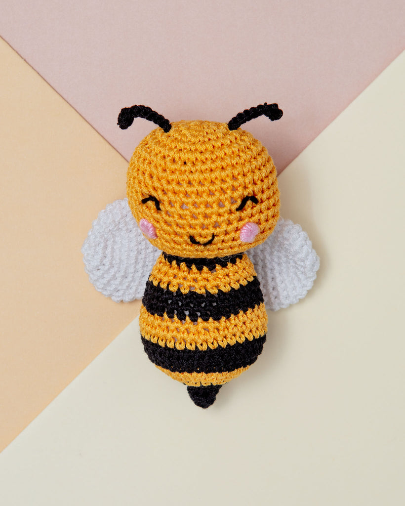 Baby Bumblebee Squeaky Knit Dog Toy Play DOGO   