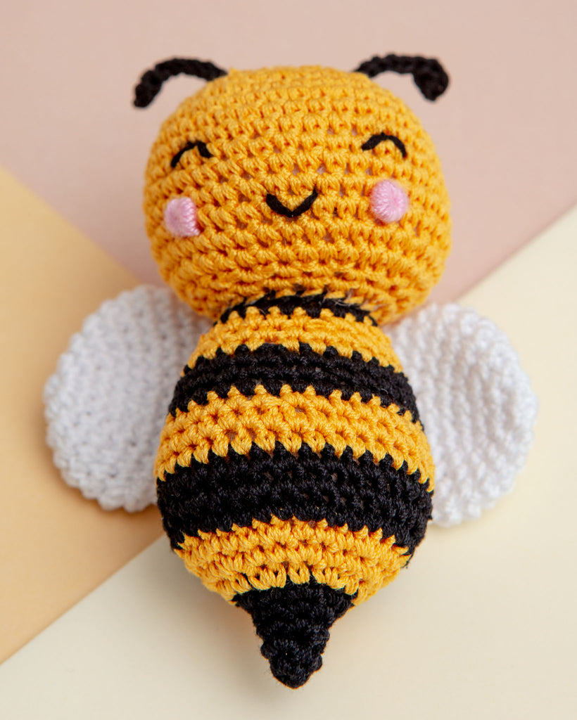 Baby Bumblebee Squeaky Knit Dog Toy Play DOGO   