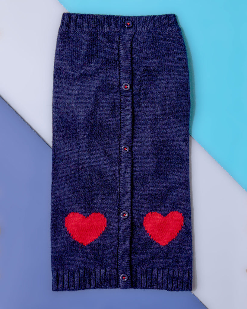 Heart Cardigan Dog Sweater in Navy (FINAL SALE) Wear WARE OF THE DOG   