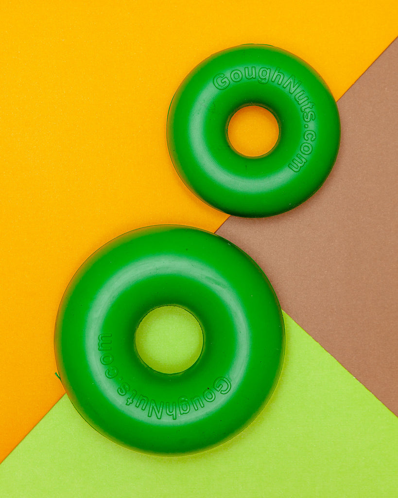 Green Ring Guaranteed-Tough Rubber Dog Toy (Made in the USA) Play GOUGHNUTS   