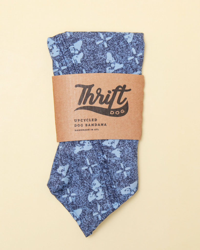 Matching Face Mask & Dog Bandana Set in Indigo Block Print (Made in the USA) (FINAL SALE) Wear THRIFT DOG   