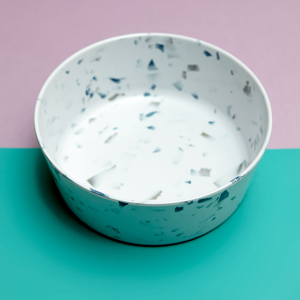 Melamine Dog Bowl in Blue Terrazzo (FINAL SALE) Eat TARHONG   