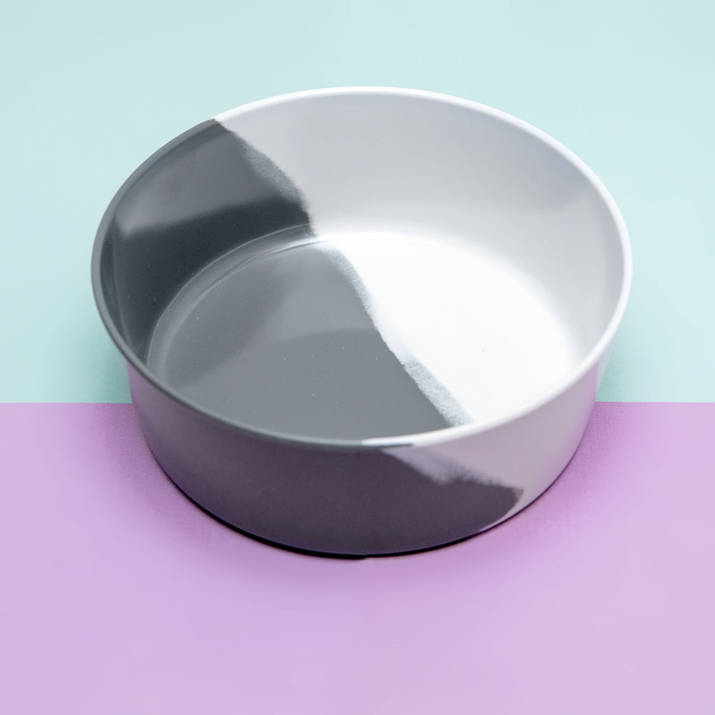 Melamine Dog Bowl in Grey & White Colorblock (FINAL SALE) Eat TARHONG   