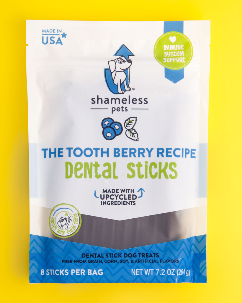 The Tooth Berry Dental Stick Upcycled Dog Treats Eat SHAMELESS PETS   