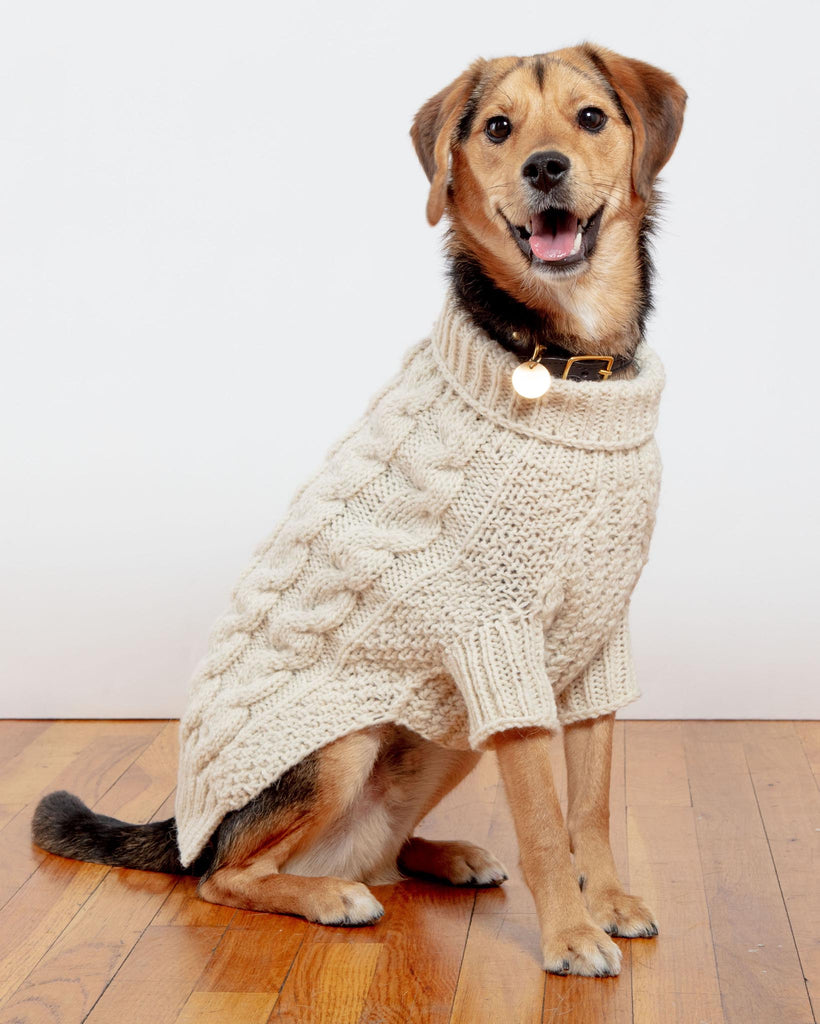 Downtown Roll Neck Dog Sweater in Natural Wear DOG & CO. COLLECTION   