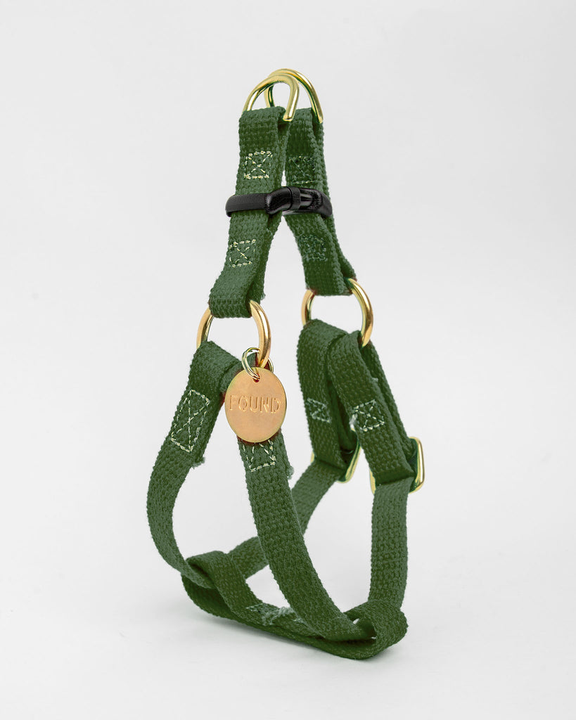 Cotton Webbing Dog Harness in Olive (Made in the USA) (FINAL SALE) WALK FOUND MY ANIMAL   