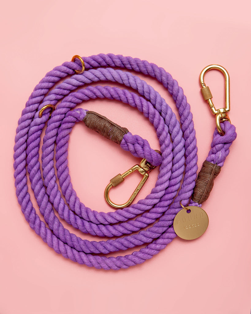Adjustable Rope Lead in Wisteria (Made in the USA) WALK FOUND MY ANIMAL   