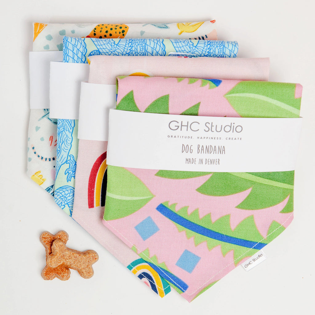 Pink & Green Palm Leaf Bandana (FINAL SALE) Accessories GHC STUDIO   
