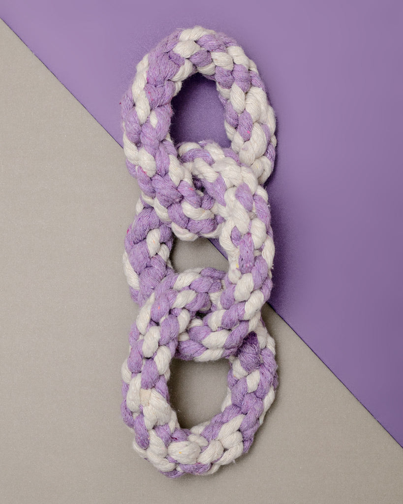 Triple Ring Rope Dog Toy in Lavender & White Play HARRY BARKER   