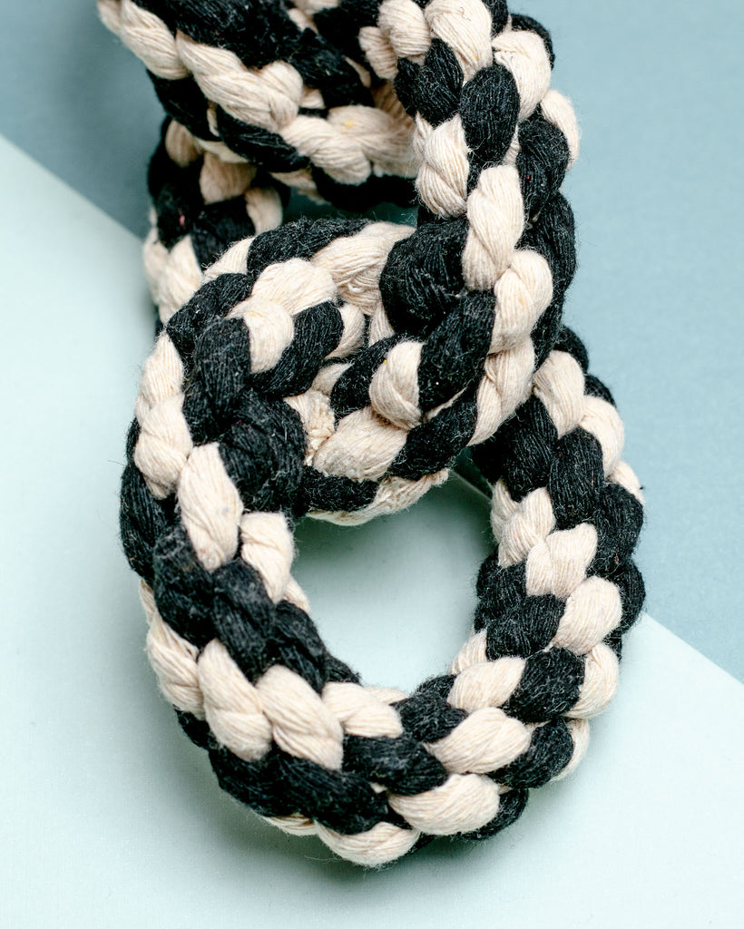 Triple Ring Rope Dog Toy in Black & White Play HARRY BARKER   