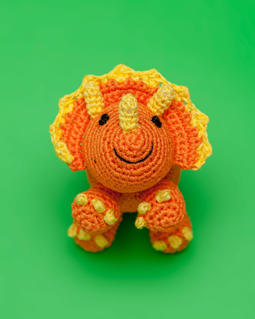 Triceratops Organic Knit Dog Toy Play KNIT KNACKS   