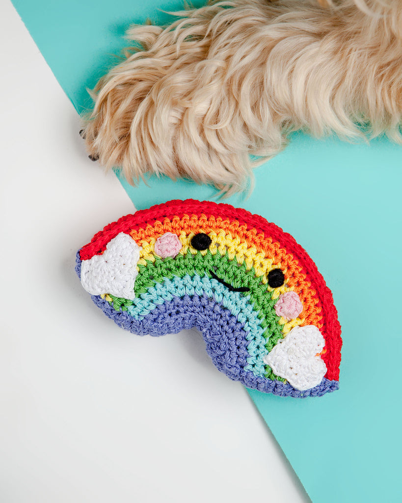 Happy Rainbow Organic Knit Dog Toy Play KNIT KNACKS   