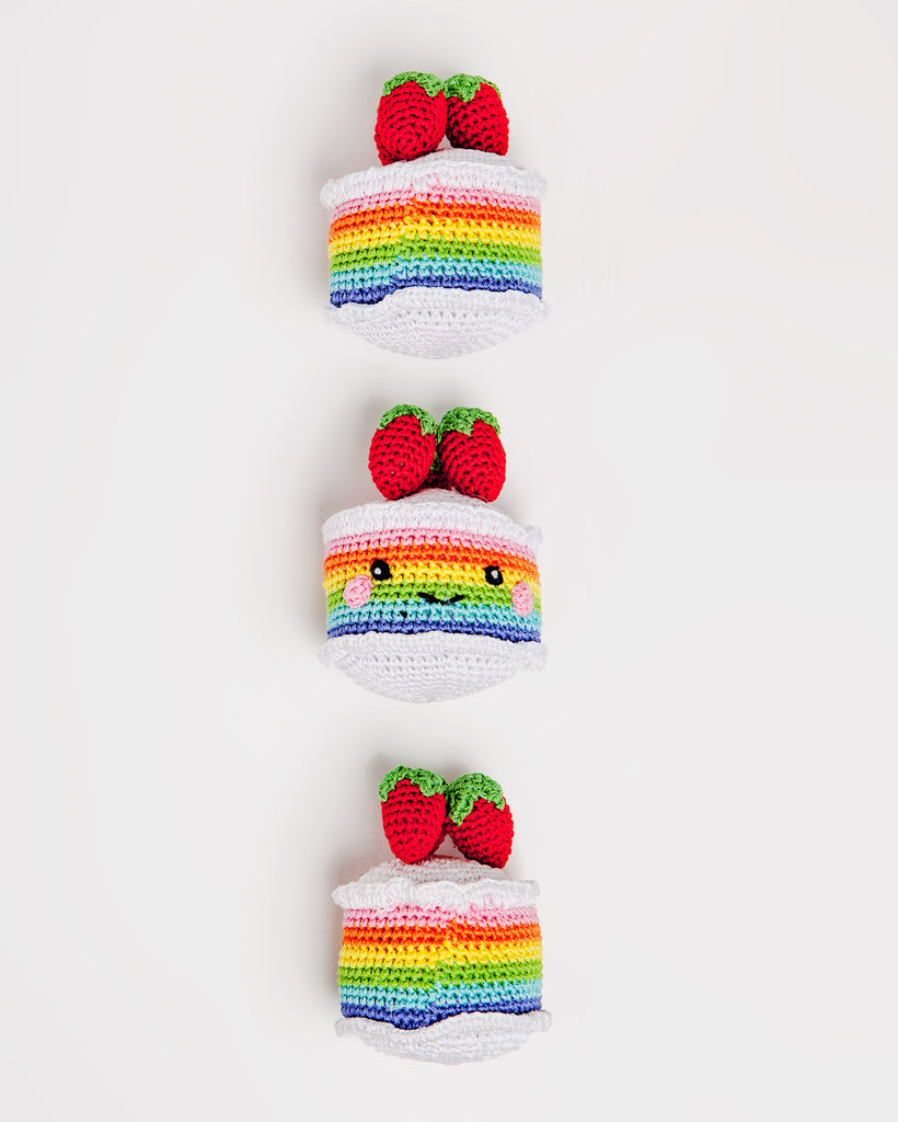 Rainbow Cake Organic Knit Dog Toy Play KNIT KNACKS   