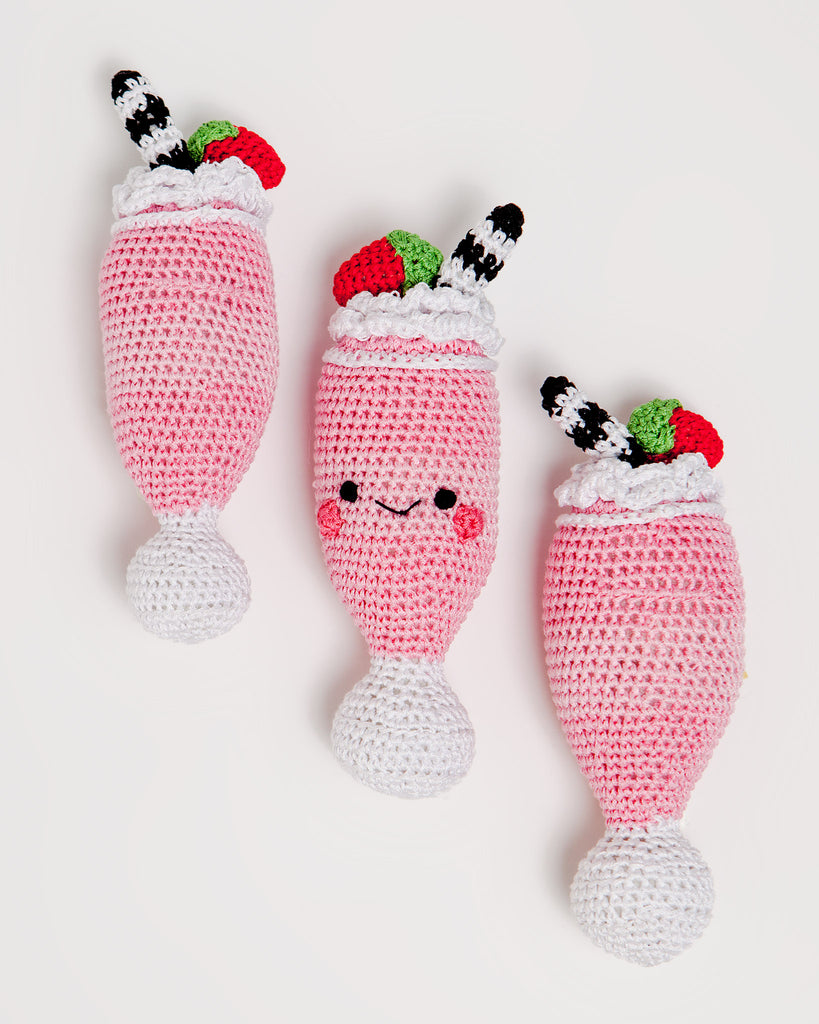 Strawberry Milkshake Organic Knit Toy (FINAL SALE) Play KNIT KNACKS   