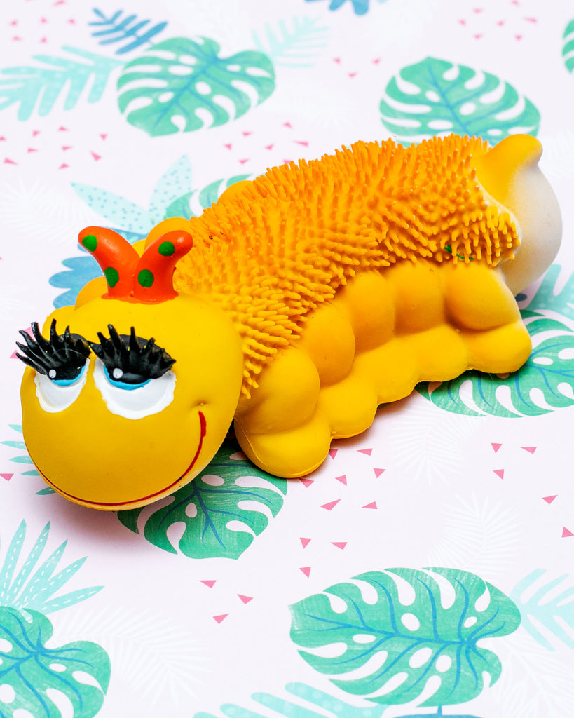 Cutie Caterpillar Soft Squeaky Latex Dog Toy Play LANCO TOYS   