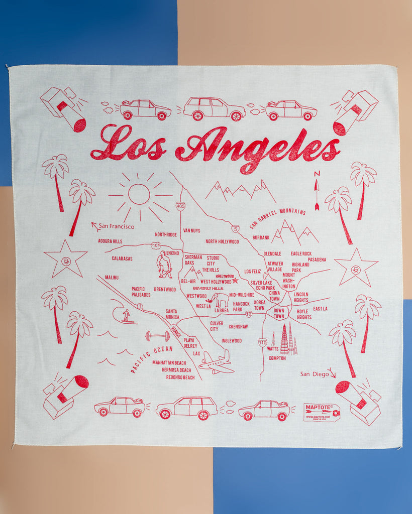 LA Map Bandana in Natural (Made in the USA) << FINAL SALE >> Wear MAPTOTE   