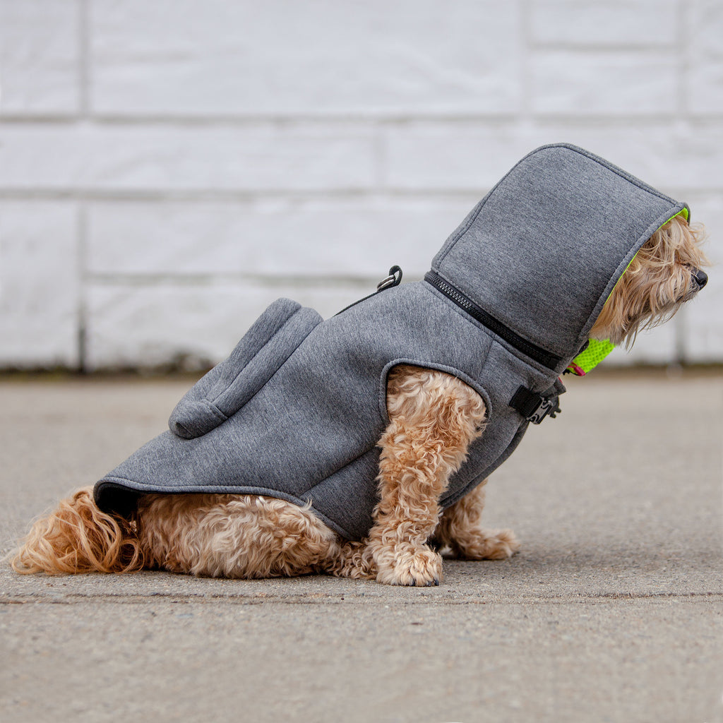 MORIKUKKO | Hoodie Backpack Vest in Grey and Neon Coats & Jackets MORIKUKKO   