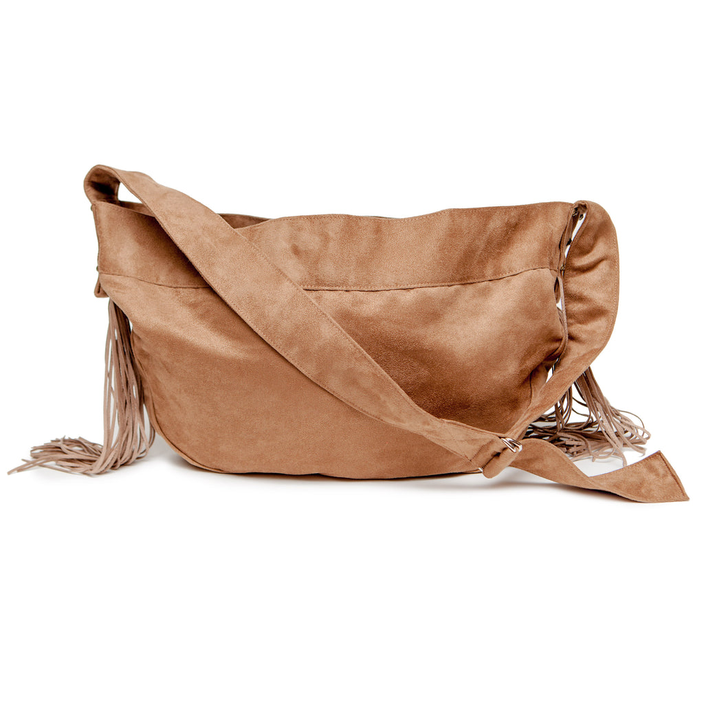 SUSAN LANCI | Fringe Crossbody Carrier in Tan Carry SUSAN LANCI DESIGNS   