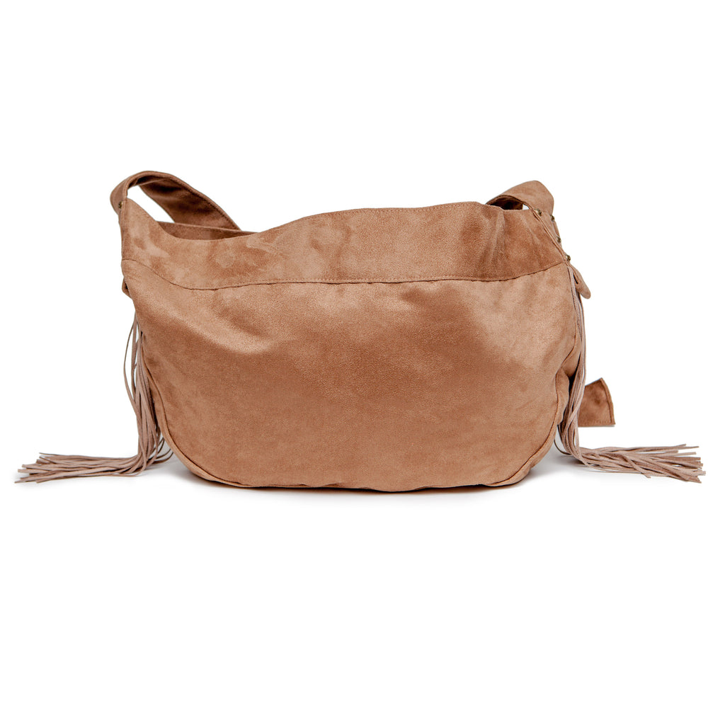 SUSAN LANCI | Fringe Crossbody Carrier in Tan Carry SUSAN LANCI DESIGNS   