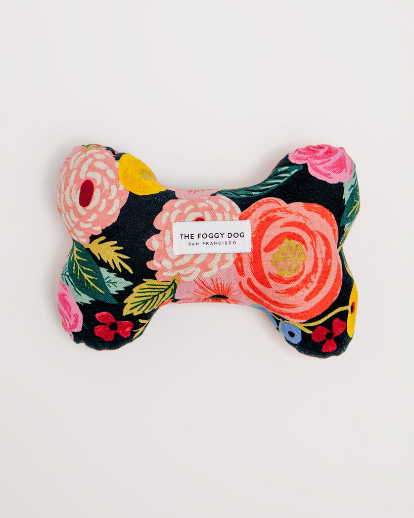Painted Peonies Midnight Dog Squeaky Toy (FINAL SALE) Play THE FOGGY DOG   