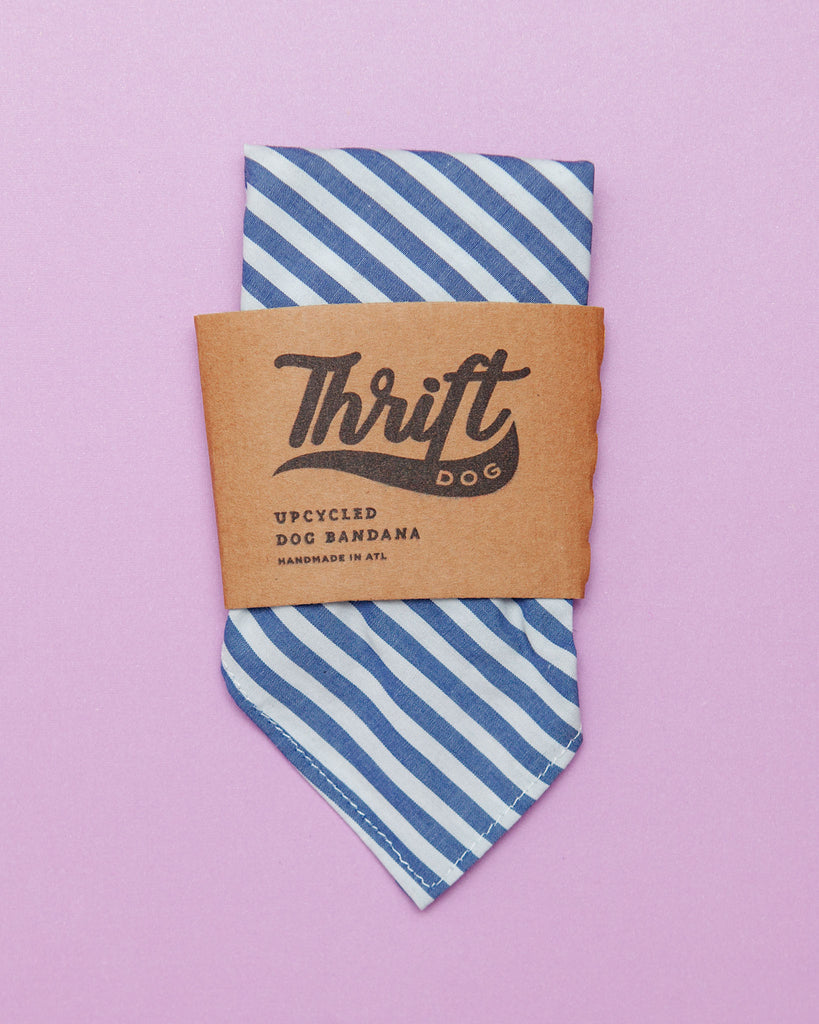 Upcycled Bandana in Nautical Stripe Wear THRIFT DOG   