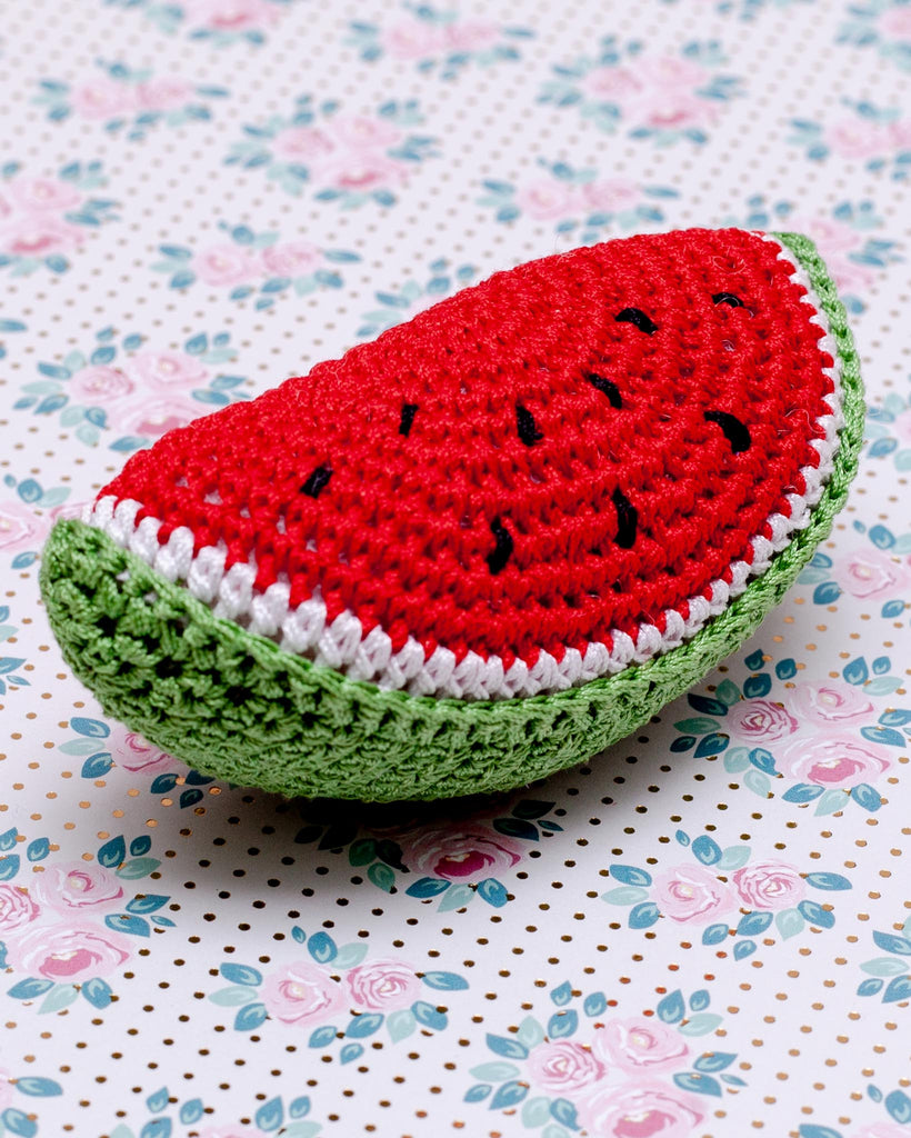 Watermelon Slice Knit Squeaky Toy Play DOGO   